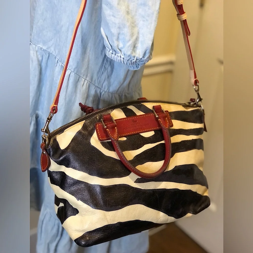 DOONEY & BOURKE Florentine Vacchetta Leather Juliette Zebra Striped Dome Satchel